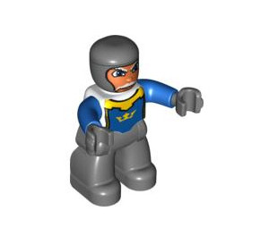 LEGO Old Rycerz Figurka Duplo z niebieskimi ramionami i szarymi rękami