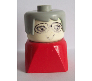LEGO Older Lady mit Grau Haar wearing Glasses auf rot Base Minifigur