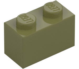 LEGO Olive Green Brick 1 x 2 with Bottom Tube (3004 / 93792)