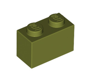 LEGO Olive Green Brick 1 x 2 with Bottom Tube (3004 / 93792)