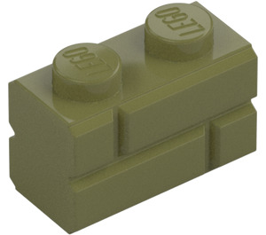 LEGO Zielona oliwka Cegła 1 x 2 z Embossed Bricks (98283)