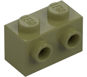 LEGO Olivgrön Kloss 1 x 2 med Knoppar på Ett Sida (11211)