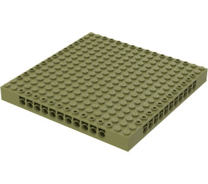 LEGO Olivově zelená Kostka 16 x 16 x 1.3 s otvory (65803)