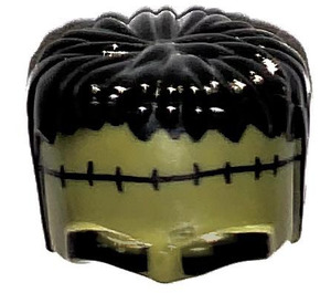 LEGO Verde oliva Frankenstein Monster Parte superior Cabeza con Negro Pelo y Stitches (22179 / 93556)