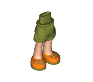 LEGO Olijfgroen Heup met Rolled Omhoog Shorts met Oranje Shoes met Wit Laces met dik scharnier (35557)