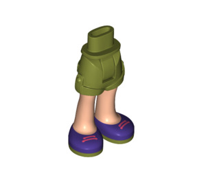 LEGO Olivgrün Hüfte mit Rolled Oben Shorts mit Purple shoes mit dickem Scharnier (35557)