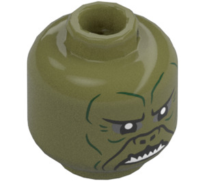 LEGO Olive Green Kithaba Head (Recessed Solid Stud) (3274)