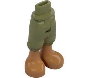 LEGO Olive Green Minidoll Hip with Cropped Trousers with Medium Dark Flesh Legs (Thin Hinge) (2246 / 36196)