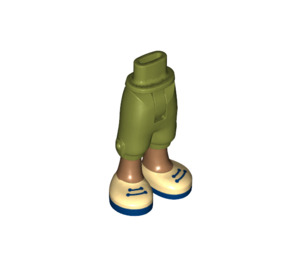 LEGO Olijfgroen Minidoll Heup met Cropped Broek met Geel Shoes (dun scharnier) (2246)