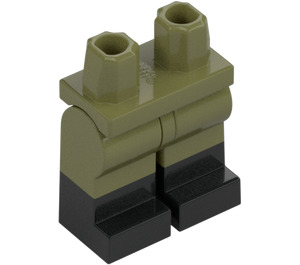 LEGO Oliivinvihreä Minihahmo Lantio ja jalat jossa Musta Boots (21019 / 77601)