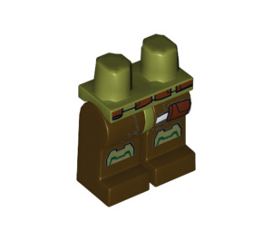 LEGO Olive Green Minifigure Legs with Belt, Side Pouch, and Knee Pads Pattern (3815 / 14551)