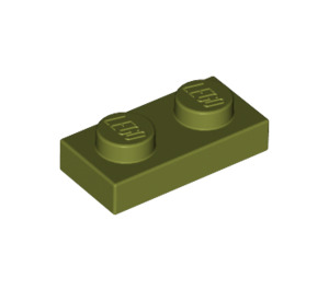 LEGO Olijfgroen Plaat 1 x 2 (3023 / 28653)