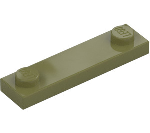 LEGO Olive Green Plate 1 x 4 with Two Studs without Groove (92593)