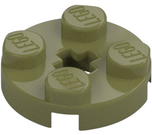 LEGO Olive Green Plate 2 x 2 Round with Axle Hole (with '+' Axle Hole) (4032)