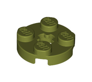 LEGO Olive Green Plate 2 x 2 Round with Axle Hole (with '+' Axle Hole) (4032)