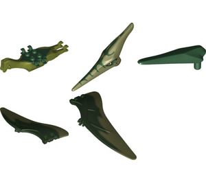 LEGO Маслинено зелено Pteranodon Dinosaur with Dark Green Back