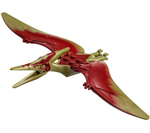 LEGO Olive Green Pteranodon with Dark Red Back and Small Nostrils