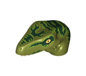 LEGO Olive Green Raptor Dinosaur Head with Dark Green and Lime (20999 / 98065)