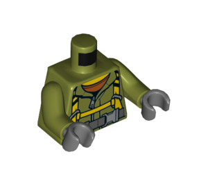 LEGO Olive Green Rescue Worker with Hard Hat, Breathing Tank, and Air Hose Minifig Torso (973 / 76382)