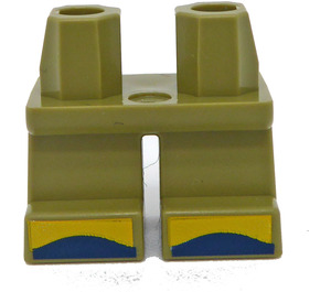 LEGO Olive Green Short Legs with Yellow and Dark Blue Shoes (41879 / 102036)