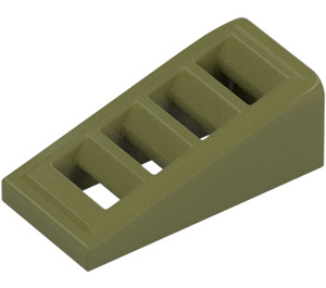 LEGO Olive Green Slope 1 x 2 x 0.7 (18°) with Grille (61409)