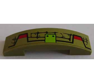 LEGO Olive Green Slope 1 x 4 Curved Double with Scales, Panel and Bolts (Right) Sticker (93273)