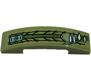 LEGO Olive Green Slope 1 x 4 Curved Double with Teeth, Scales, and Electronics (Right) Sticker (93273)