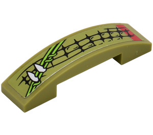LEGO Olive Green Slope 1 x 4 Curved Double with Vines & Scales (Right) Sticker (93273)