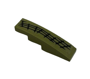 LEGO Olive Green Slope 1 x 4 Curved with Black Scales (Model Upper Right) Sticker (11153)