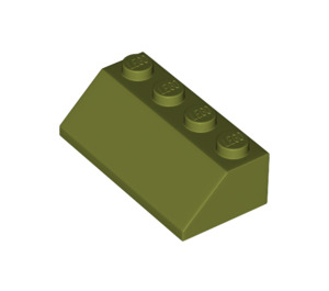 LEGO Olivgrün Steigung 2 x 4 (45°) mit rauer Oberfläche (3037)