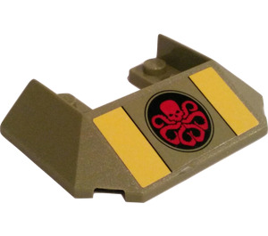 LEGO Olive Green Slope 4 x 6 with Cutout with Hydra Logo and Yellow Stripes Sticker (13269)