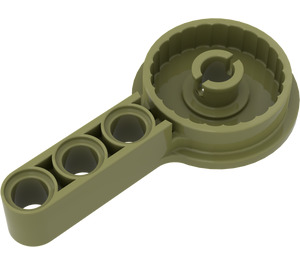 LEGO Olive Green Technic Beam 3 with Female Click Rotation Joint (44225 / 65765)