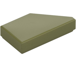 LEGO Olive Green Tile 1 x 2 45° Angled Cut Left (5091)