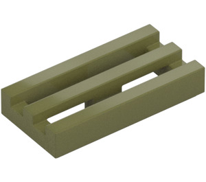 LEGO Olive Green Tile 1 x 2 Grille (with Bottom Groove) (2412 / 30244)