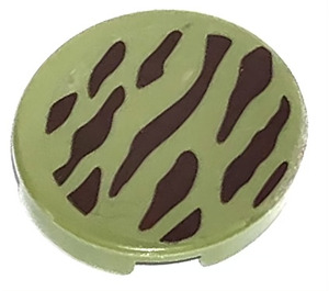 LEGO Olive Green Tile 2 x 2 Round with Stripes Sticker with "X" Bottom (4150)