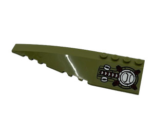 LEGO Olive Green Wedge 12 x 3 x 1 Double Rounded Left with Armor, Hatch and Vents Sticker (42061)