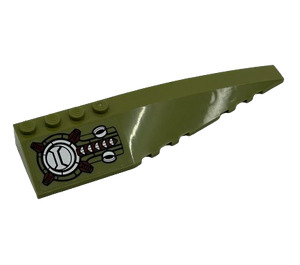 LEGO Olive Green Wedge 12 x 3 x 1 Double Rounded Right with Armor, Hatch and Vents Sticker (42060)