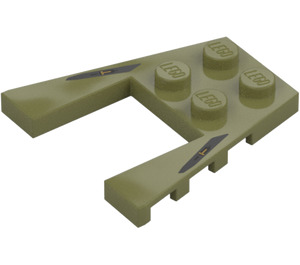 LEGO Olive Green Wedge Plate 4 x 4 with 2 x 2 Cutout with Lines (41822)