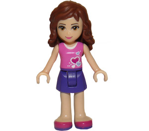 LEGO Olivia, Dark Morado Falda, Dark Rosa Parte superior con Corazones Minifigura