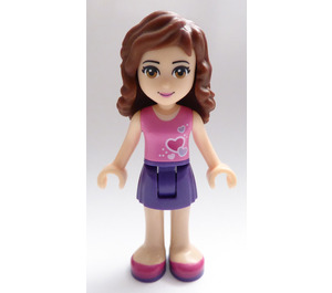 LEGO Olivia, Dark Purple Skirt, Dark Pink Top with Hearts Minifigure