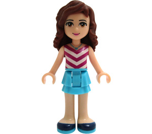 LEGO Olivia met Medium Azure Skirt en Chevron Striped Top minifiguur