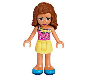 LEGO Olivia mit Single Strap Rosa und Gelb oben Minifigur