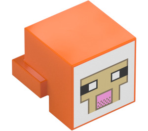 LEGO Orange Animal Head with Sheep Face with White Background and Tan Outline (103728 / 106290)