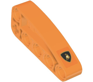 LEGO Orange Beam 1 x 2 x 5 Bent 90 Degrees Quarter Ellipse with Lamborghini Logo Sticker (80286)