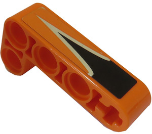 LEGO Orange Beam 2 x 4 Bent 90 Degrees, 2 and 4 holes with V-Shaped Black and White Stripes Sticker (32140)