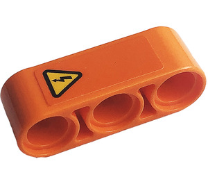 LEGO Oranje Balk 3 met Electrical Hazard Sign Sticker (32523)