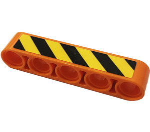LEGO Oranje Balk 5 met Danger Strepen (Rechtsaf) Sticker (32316)