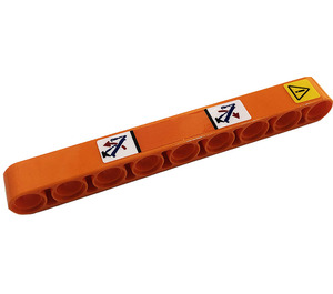 LEGO Oranje Balk 9 met Exclamation Mark in Danger Sign, Arrows, Kraan Armen Sticker (40490)