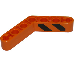 LEGO Orange Faisceau Courbé 53 degrés, 4 et 4 des trous avec Noir et Orange Danger Rayures (Droite) Autocollant (32348)