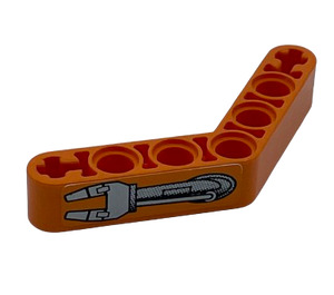 LEGO Orange Beam Bent 53 Degrees, 4 and 4 Holes with Robot Arm 2 Fingers (Model Right) Sticker (32348)